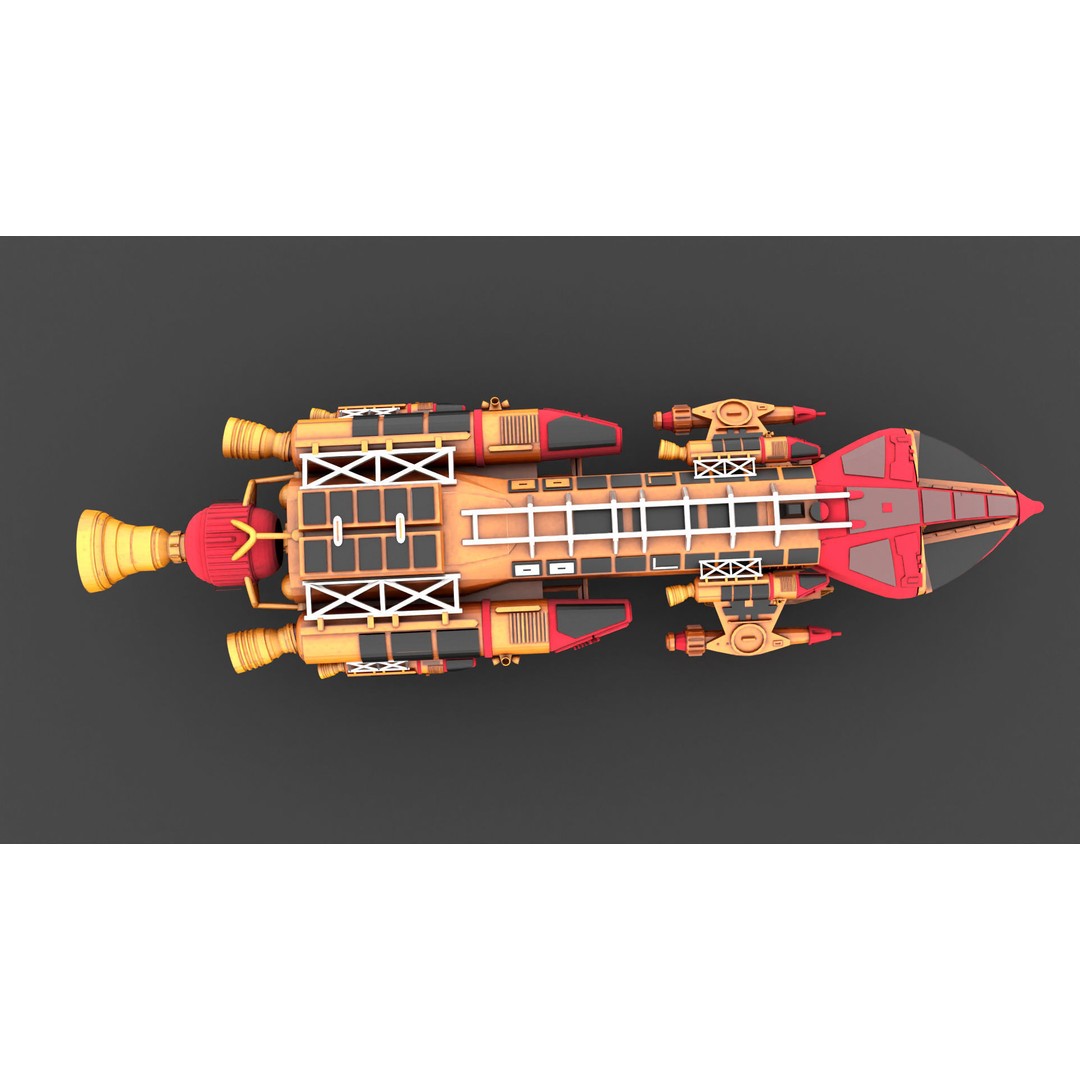 Sci-Fi Spaceship 3D Model – Low Poly Rigged Asset, FBX, PBR - View 7