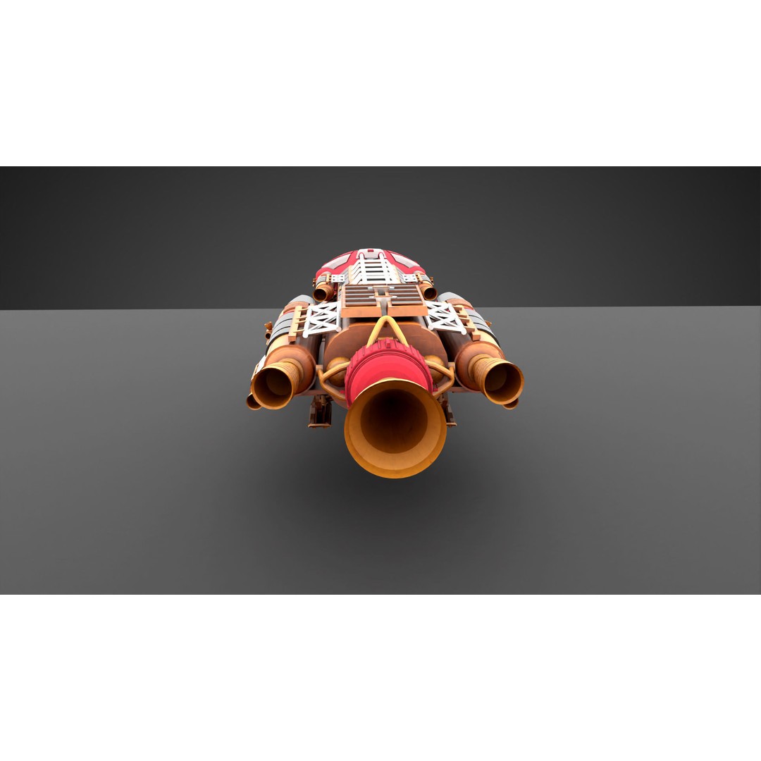 Sci-Fi Spaceship 3D Model – Low Poly Rigged Asset, FBX, PBR - View 8