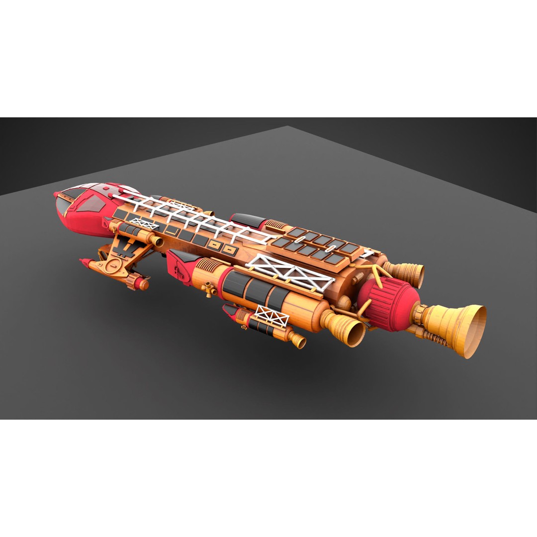 Sci-Fi Spaceship 3D Model – Low Poly Rigged Asset, FBX, PBR - View 9