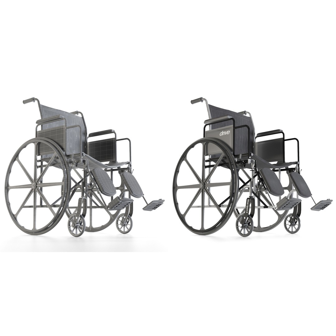 Drive Medical Silver Sport 2 Wheelchair 3D Model – High Poly PBR Asset, FBX - View 3