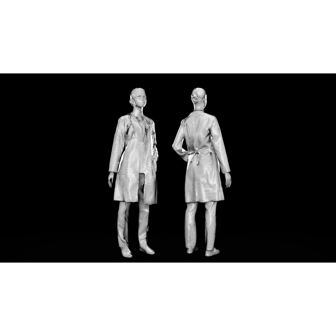 Female Doctor 3D Model – Low Poly Character, FBX, Game Ready - View 11