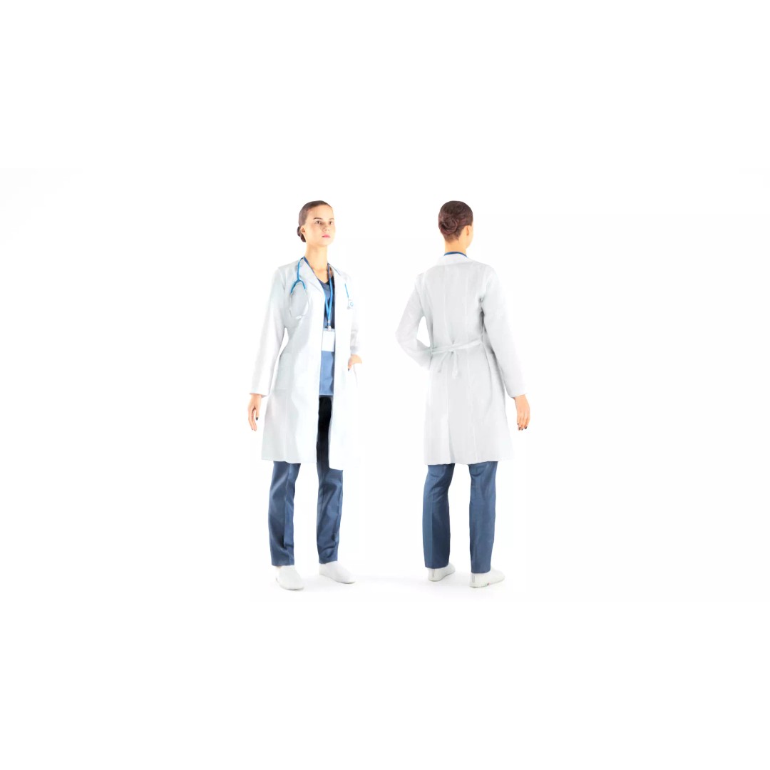 Female Doctor 3D Model – Low Poly Character, FBX, Game Ready - View 2
