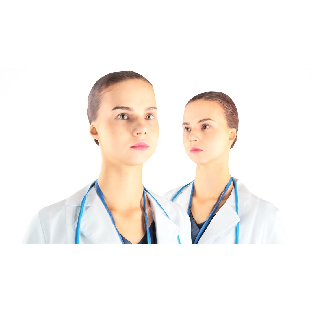 Female Doctor 3D Model – Low Poly Character, FBX, Game Ready - View 3