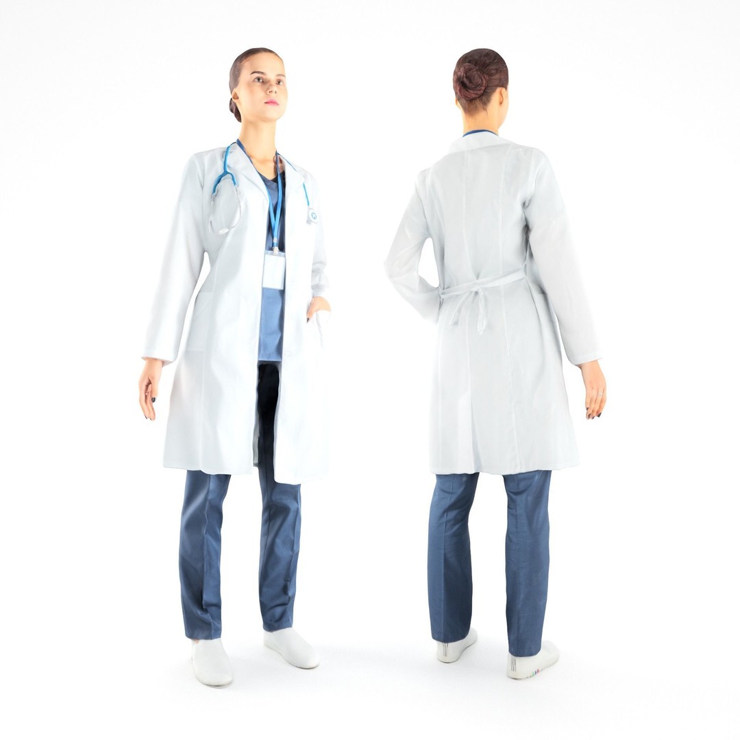 Female Doctor 3D Model – Low Poly Character, FBX, Game Ready - View 4
