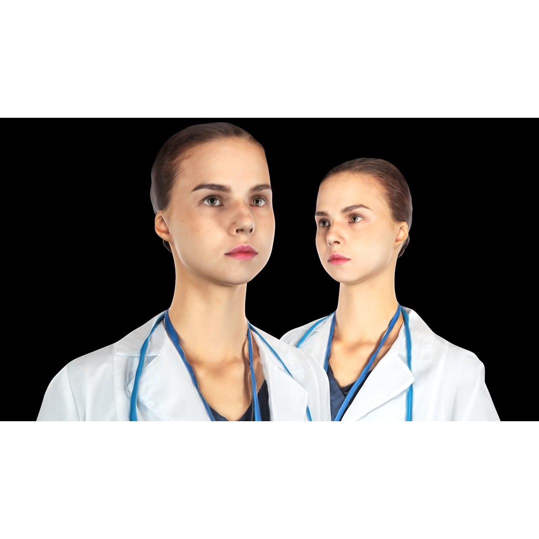 Female Doctor 3D Model – Low Poly Character, FBX, Game Ready - View 8