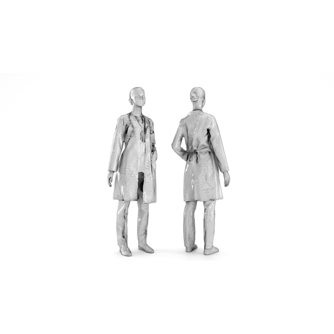 Female Doctor 3D Model – Low Poly Character, FBX, Game Ready - View 9