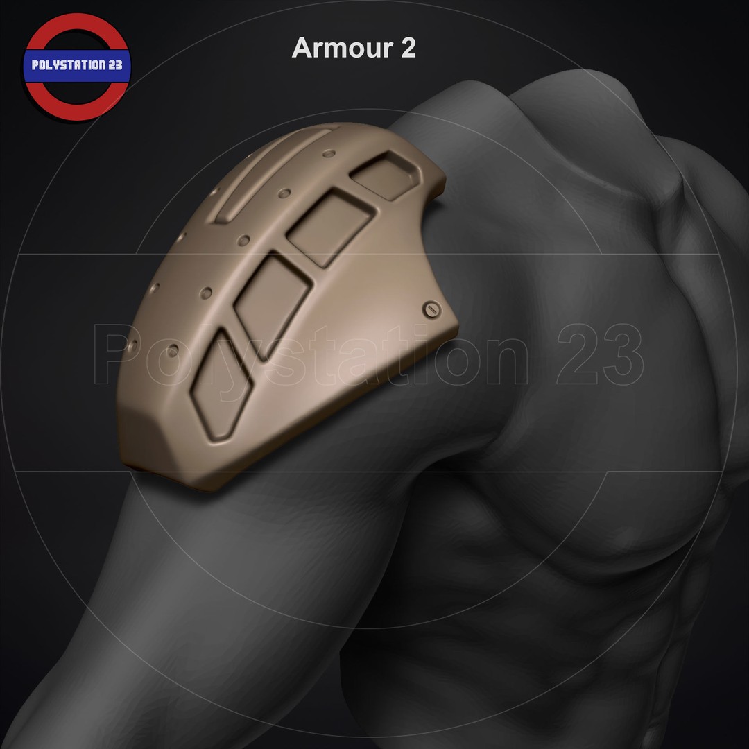 Sci-Fi Shoulder Armor 3D Model – High Poly Kitbash Pack, FBX - View 15