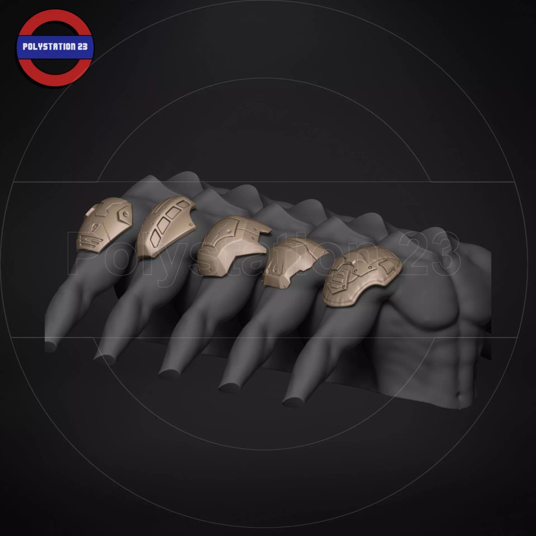 Sci-Fi Shoulder Armor 3D Model – High Poly Kitbash Pack, FBX - View 2