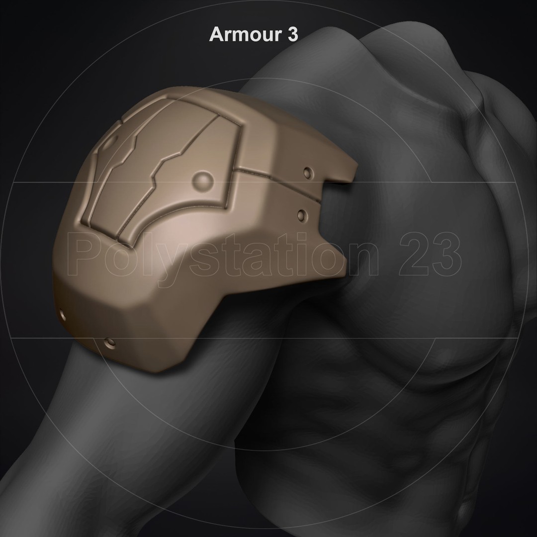 Sci-Fi Shoulder Armor 3D Model – High Poly Kitbash Pack, FBX - View 20