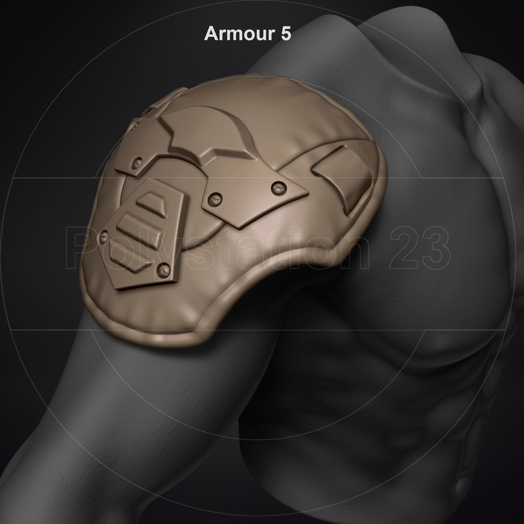 Sci-Fi Shoulder Armor 3D Model – High Poly Kitbash Pack, FBX - View 30
