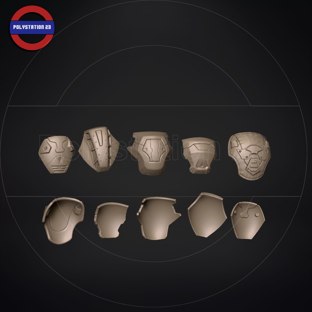 Sci-Fi Shoulder Armor 3D Model – High Poly Kitbash Pack, FBX - View 6