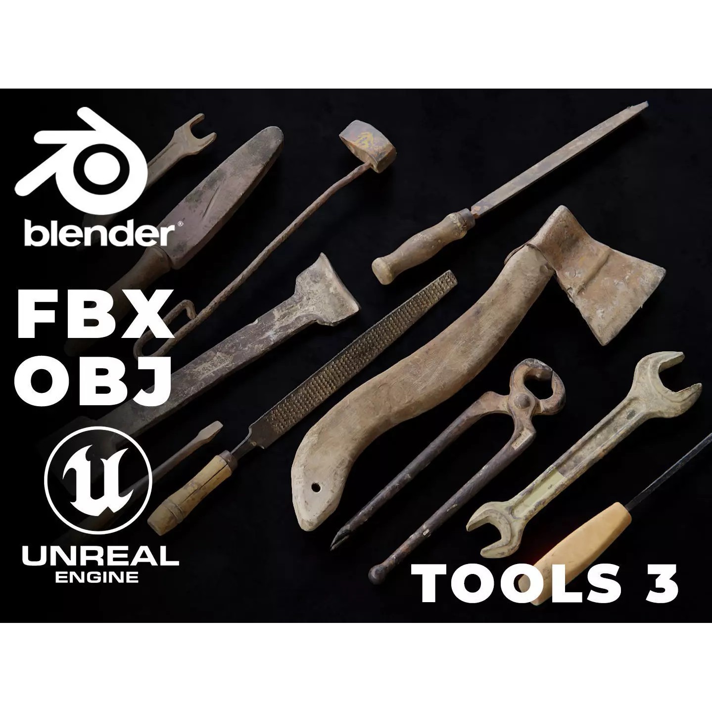 USCANS Tools Set - Low-Poly Game-Ready 3D Model - View 2