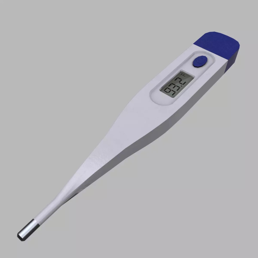 Low Poly Thermometer 3D Model – Optimized Game Asset, FBX, OBJ, PBR - View 2