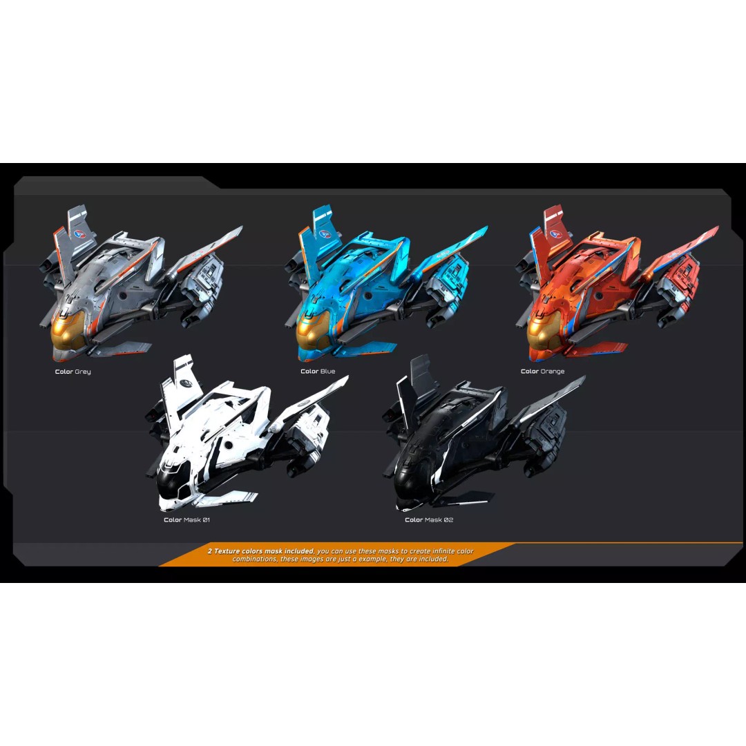 SPARROW Fighter Spacecraft 3D Model – Low Poly PBR Game Asset, FBX & OBJ - View 5