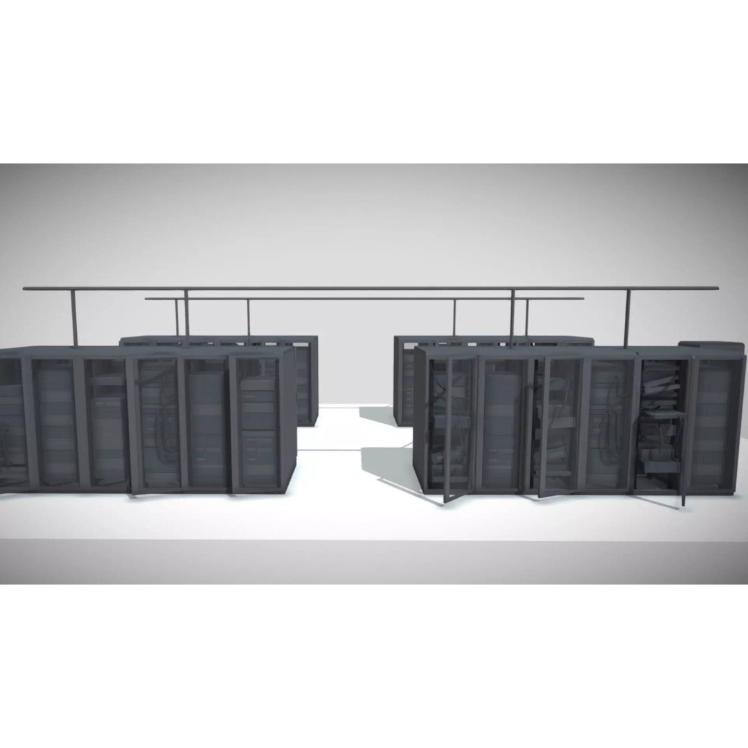 Low-Poly Server 3D Model – Industrial Props Pack with Textures - View 2