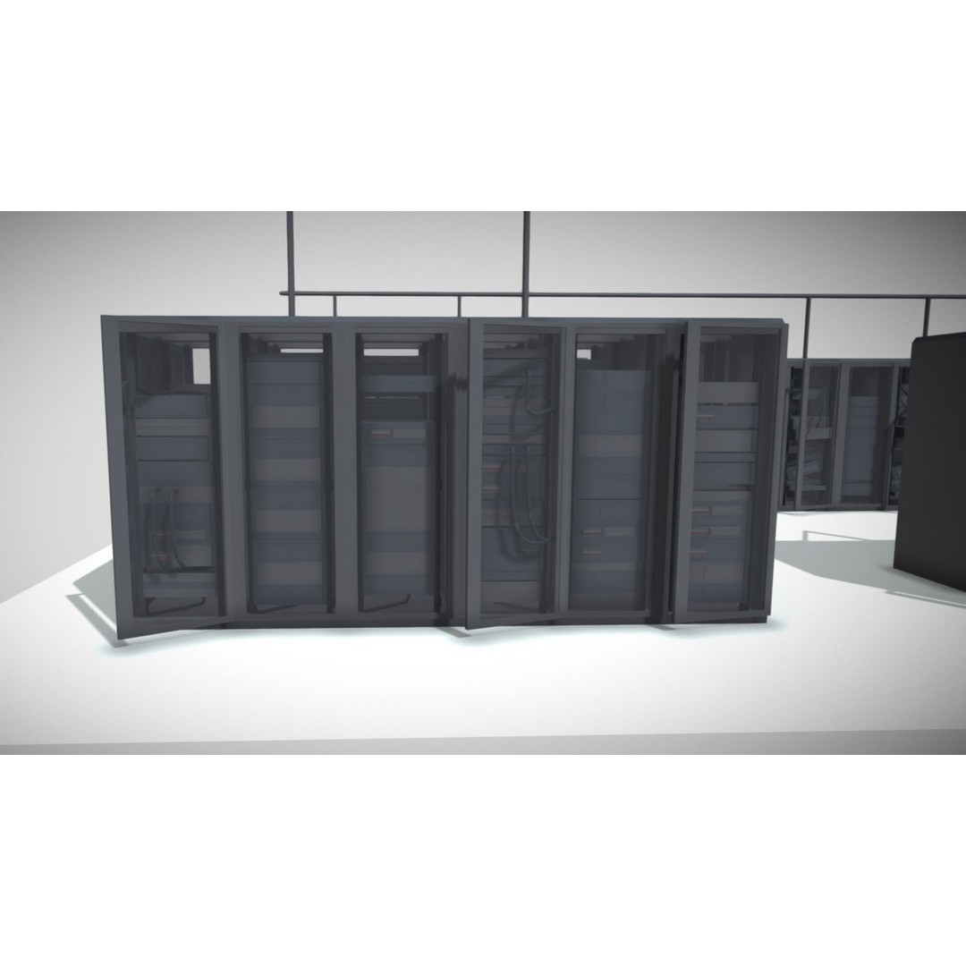Low-Poly Server 3D Model – Industrial Props Pack with Textures - View 4