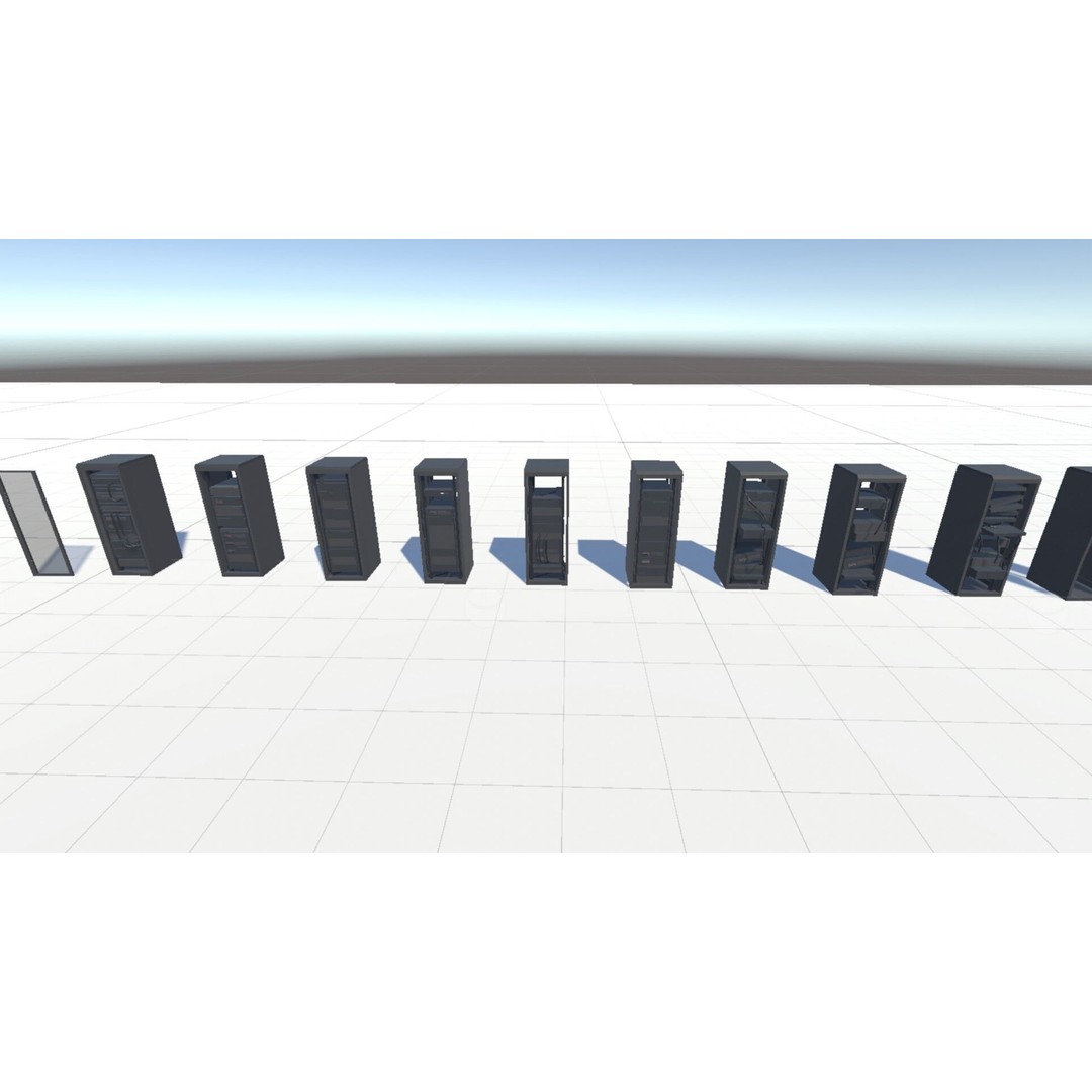 Low-Poly Server 3D Model – Industrial Props Pack with Textures - View 5