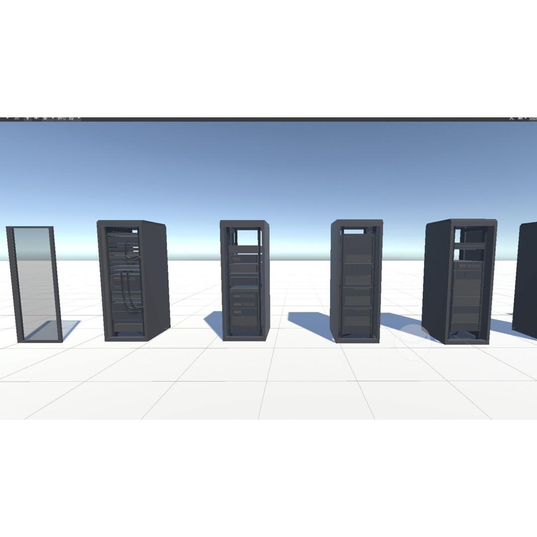 Low-Poly Server 3D Model – Industrial Props Pack with Textures - View 6