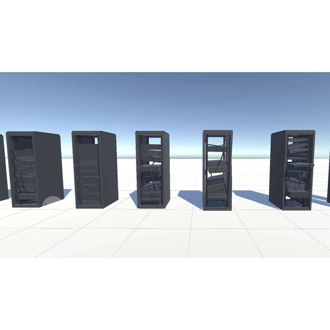 Low-Poly Server 3D Model – Industrial Props Pack with Textures - View 7