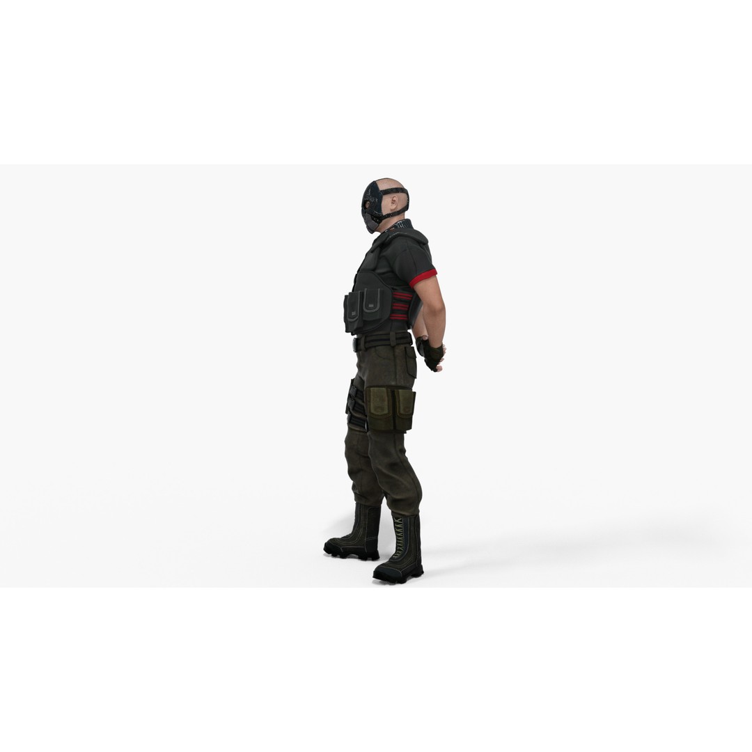 Renegade Soldier 3D Model – Low Poly Rigged Character, FBX - View 15