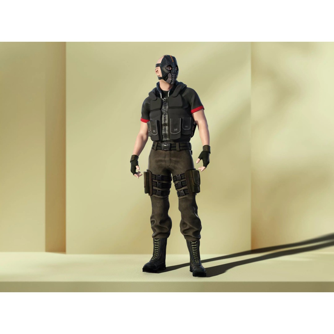 Renegade Soldier 3D Model – Low Poly Rigged Character, FBX - View 2