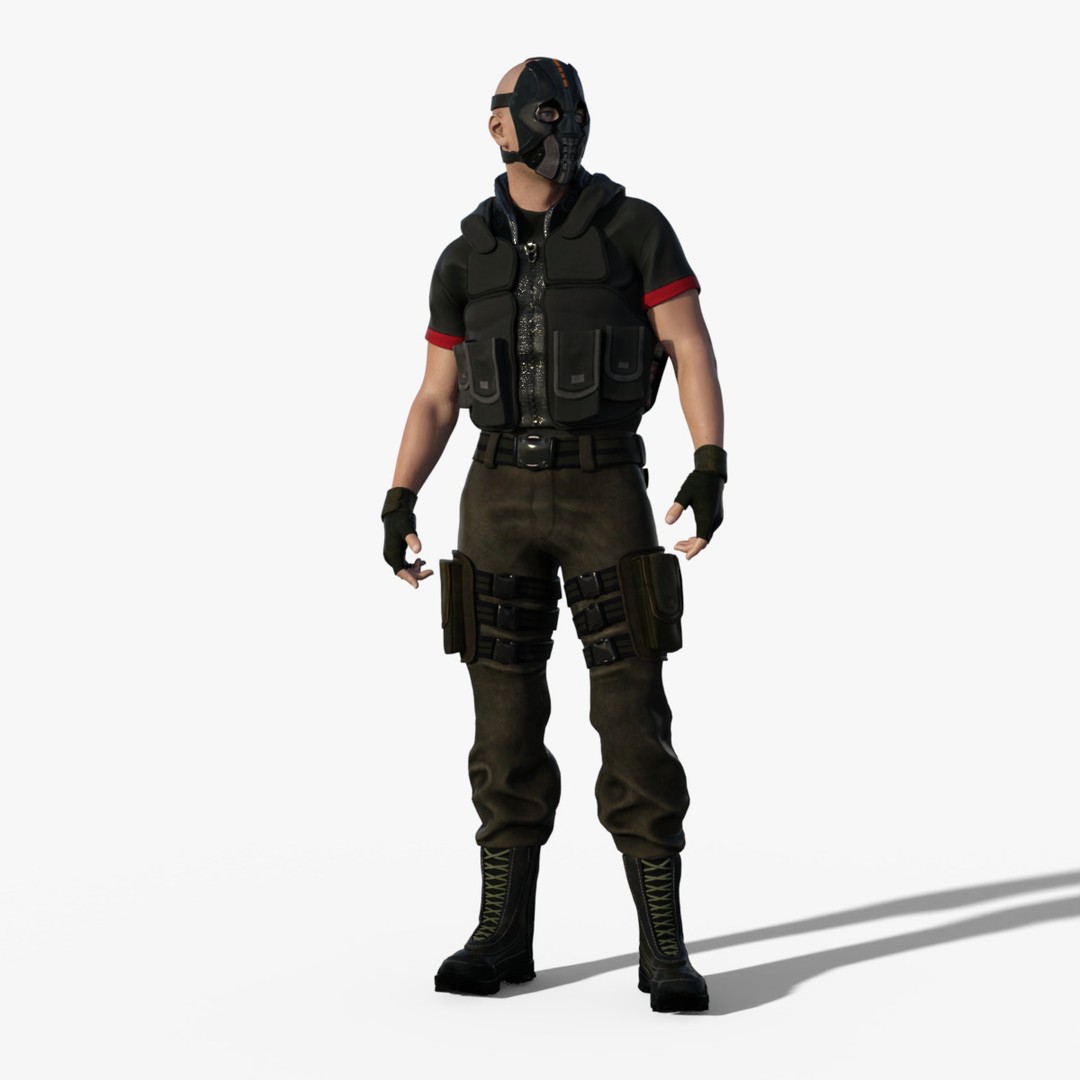 Renegade Soldier 3D Model – Low Poly Rigged Character, FBX - View 23