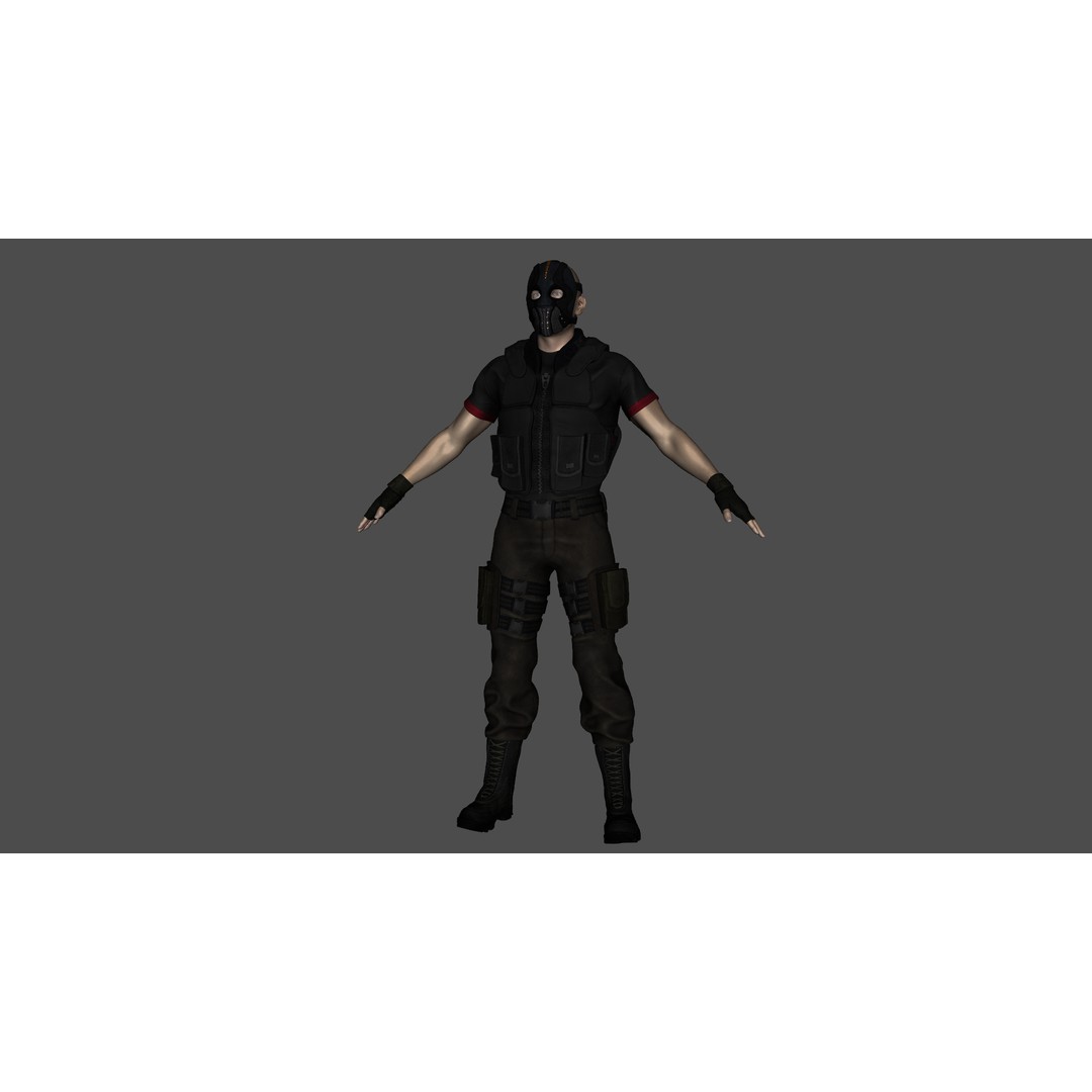 Renegade Soldier 3D Model – Low Poly Rigged Character, FBX - View 24
