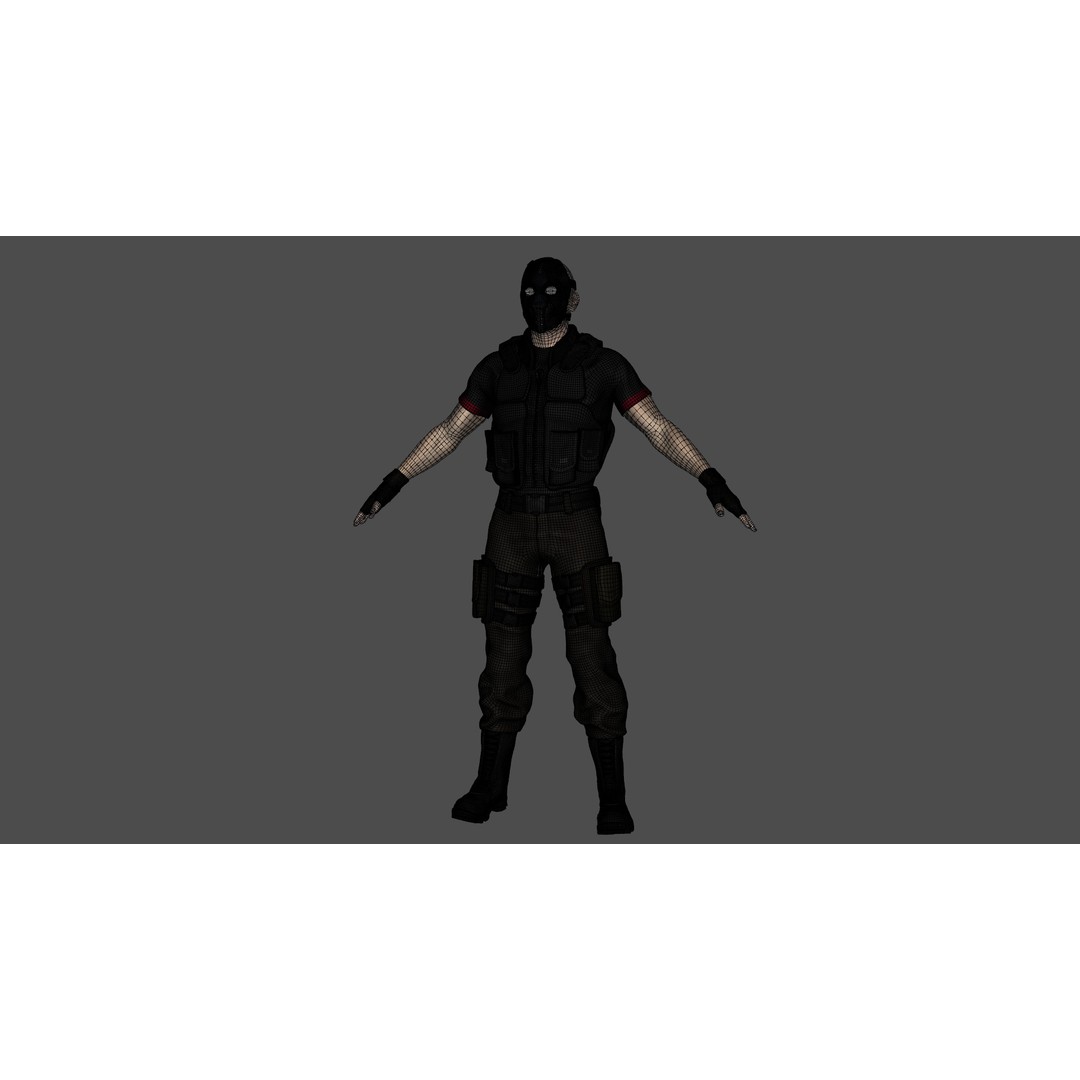 Renegade Soldier 3D Model – Low Poly Rigged Character, FBX - View 25