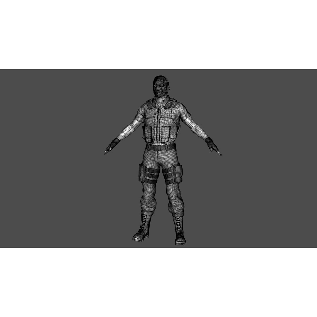 Renegade Soldier 3D Model – Low Poly Rigged Character, FBX - View 27