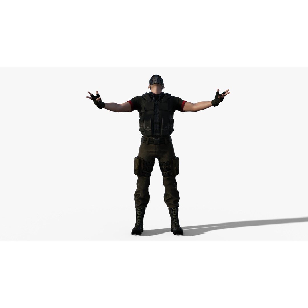 Renegade Soldier 3D Model – Low Poly Rigged Character, FBX - View 4