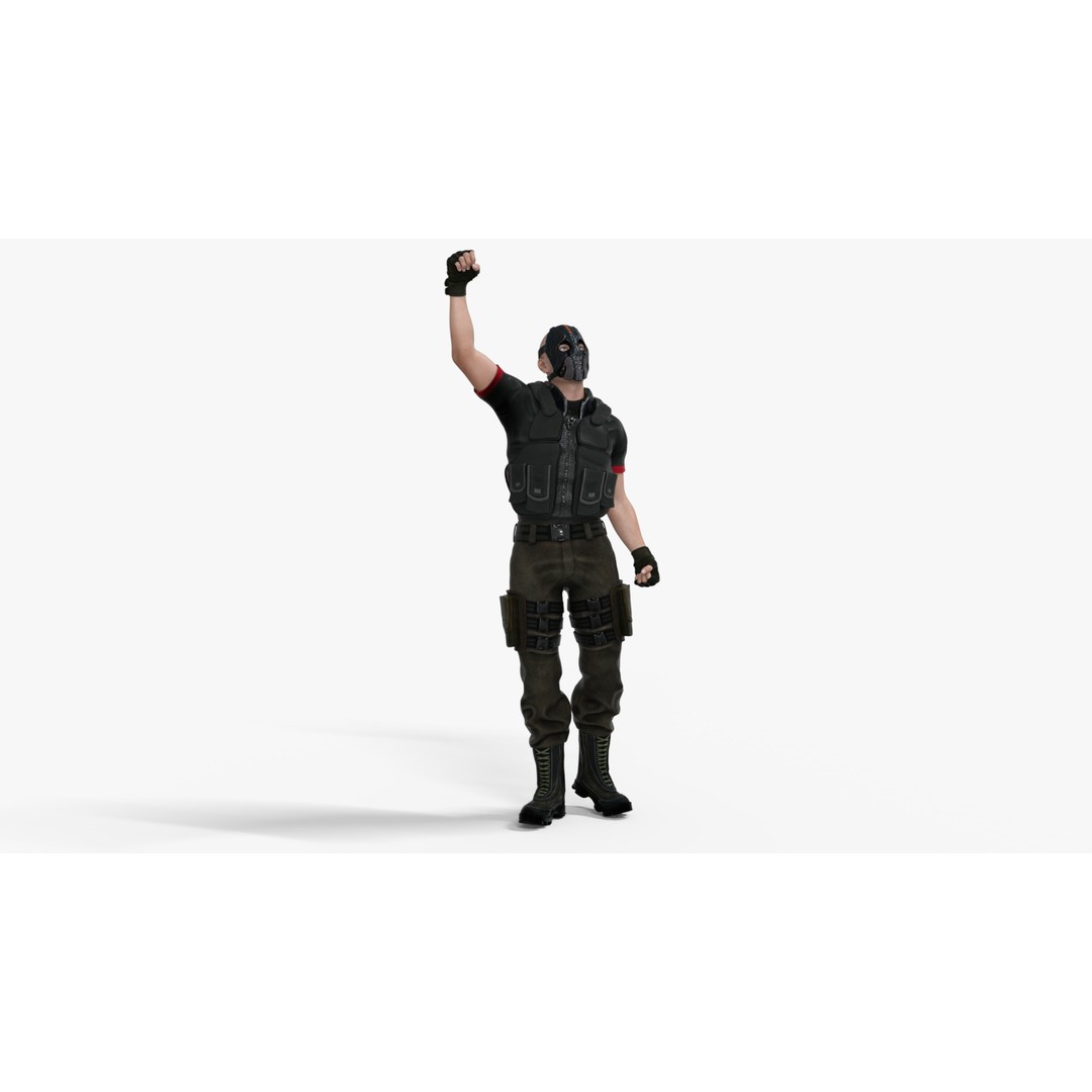 Renegade Soldier 3D Model – Low Poly Rigged Character, FBX - View 7