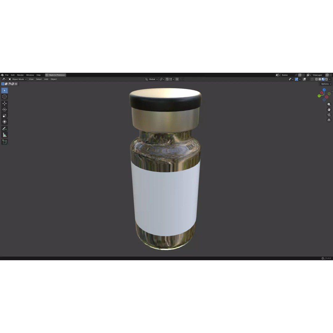 Injection Vial 3D Model – Low Poly PBR Asset for Medical Use - View 10