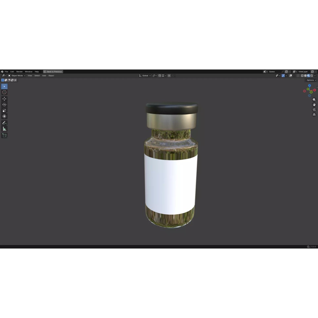 Injection Vial 3D Model – Low Poly PBR Asset for Medical Use - View 11
