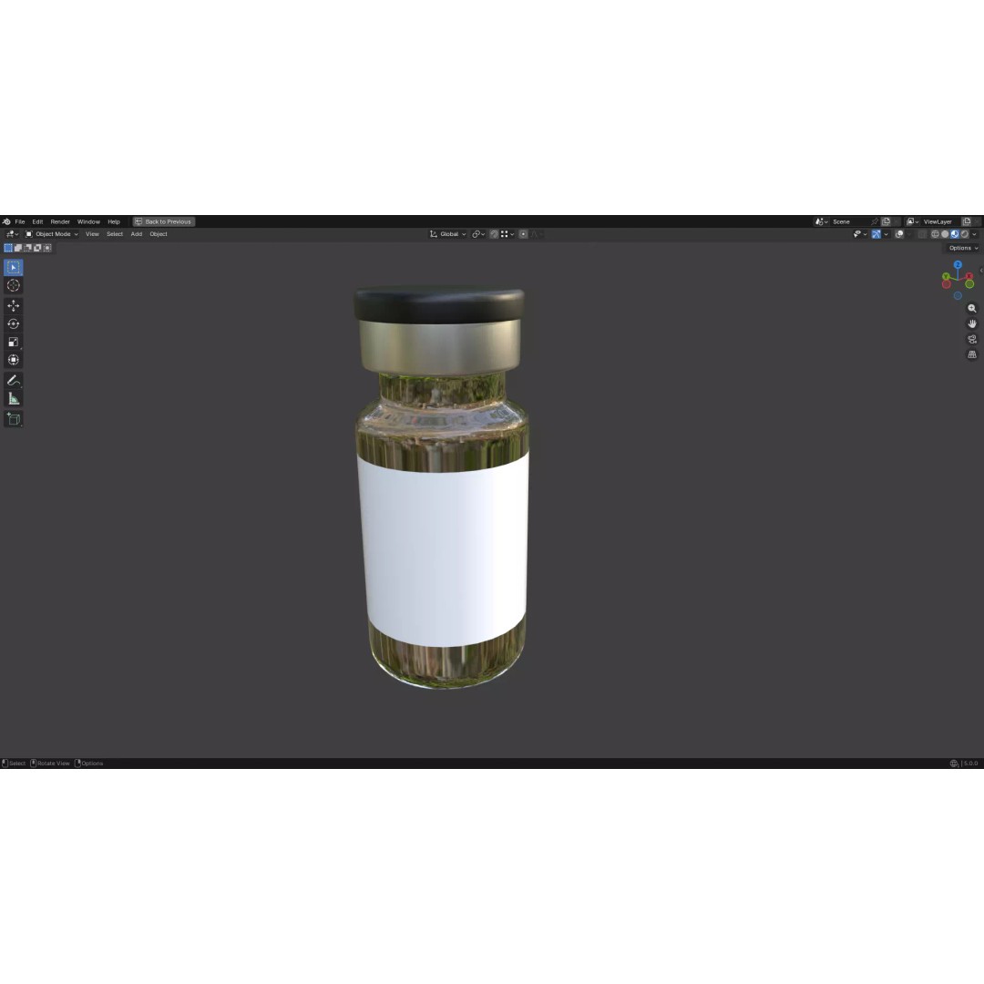 Injection Vial 3D Model – Low Poly PBR Asset for Medical Use - View 8