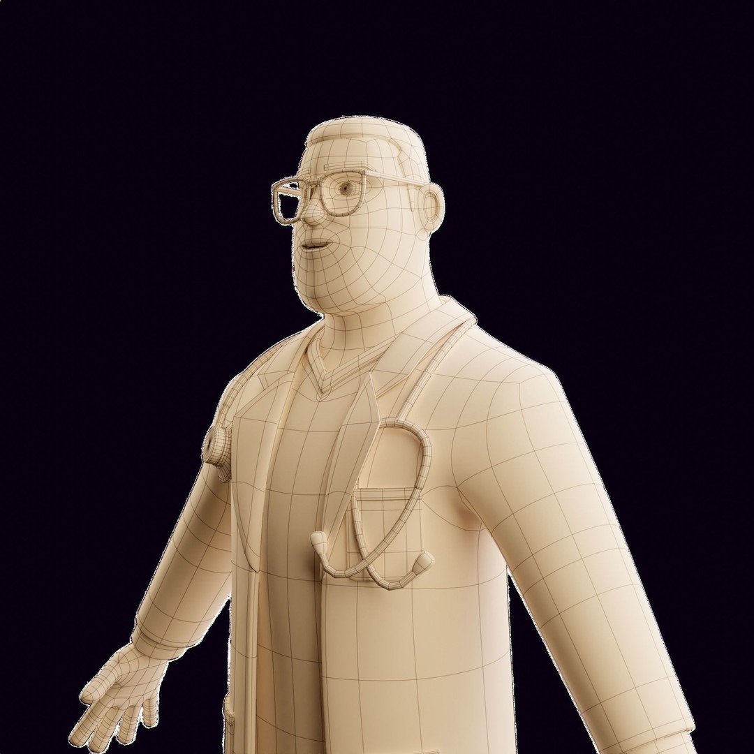 Doctor Male Cartoon Character 3D Model – Blender, FBX, Game-Ready