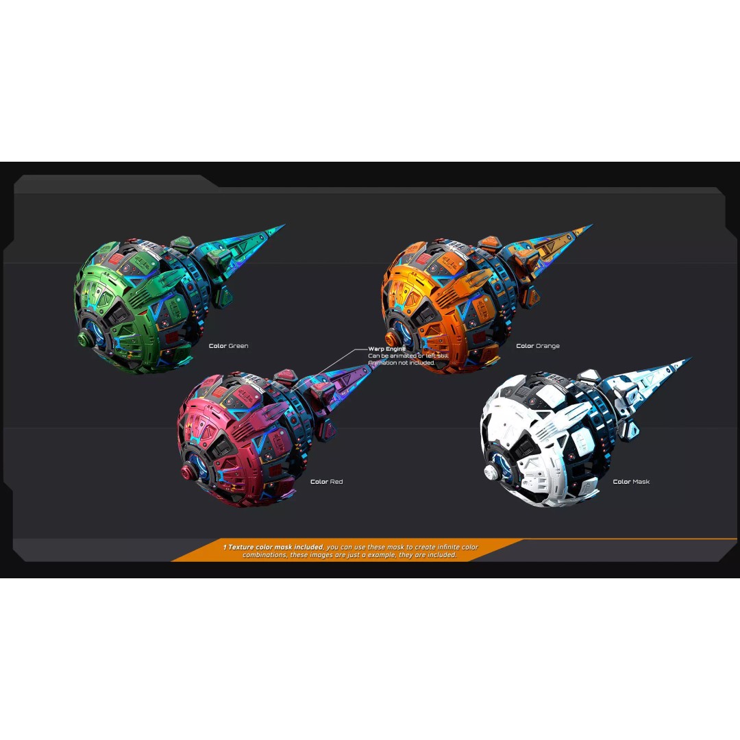 DRAKX Alien Freighter DK5 3D Model – Low Poly Game Asset, FBX - View 7