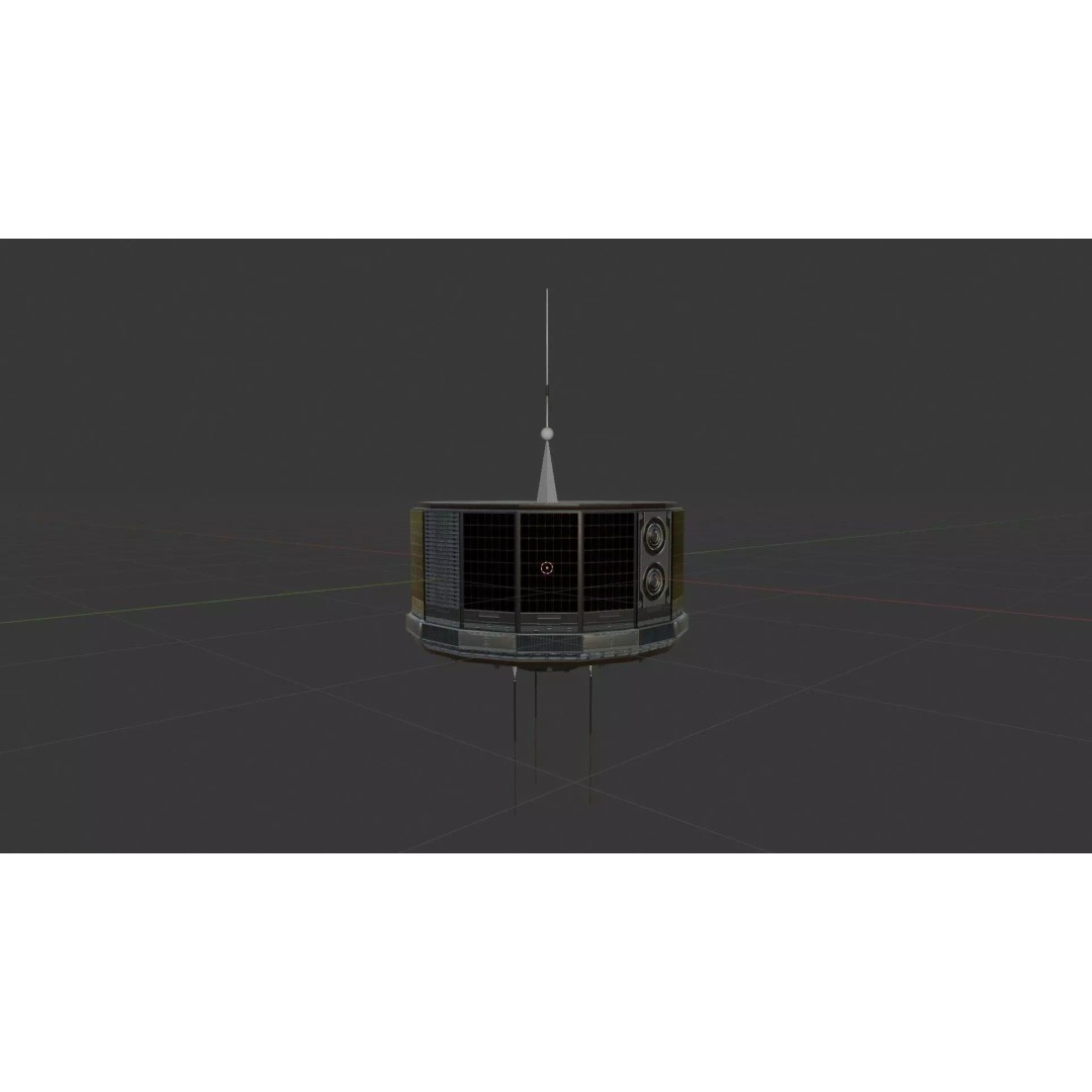 Vintage Satellite 3D Model – Low Poly Rigged PBR Asset, FBX, OBJ - View 13