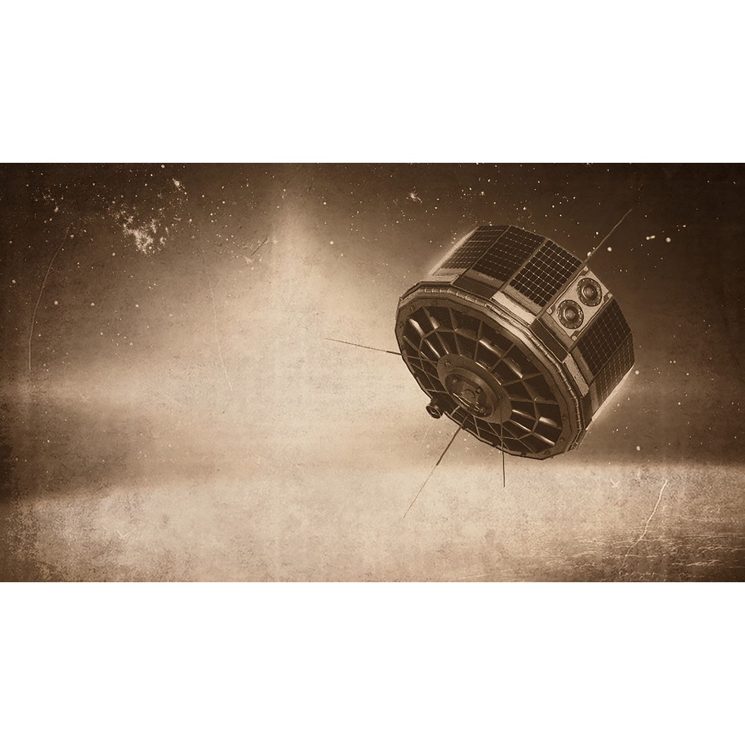 Vintage Satellite 3D Model – Low Poly Rigged PBR Asset, FBX, OBJ - View 4
