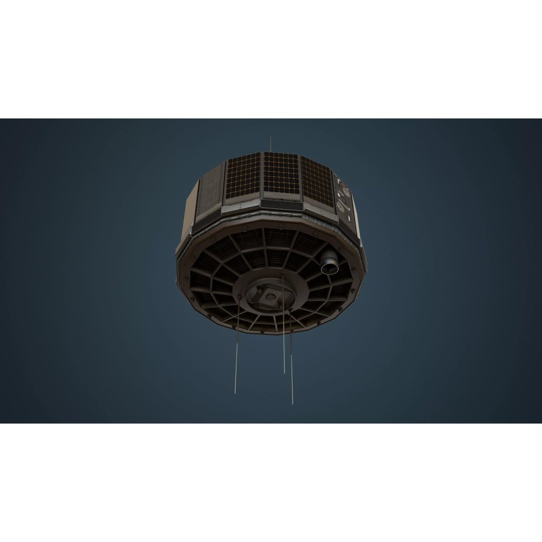 Vintage Satellite 3D Model – Low Poly Rigged PBR Asset, FBX, OBJ - View 7