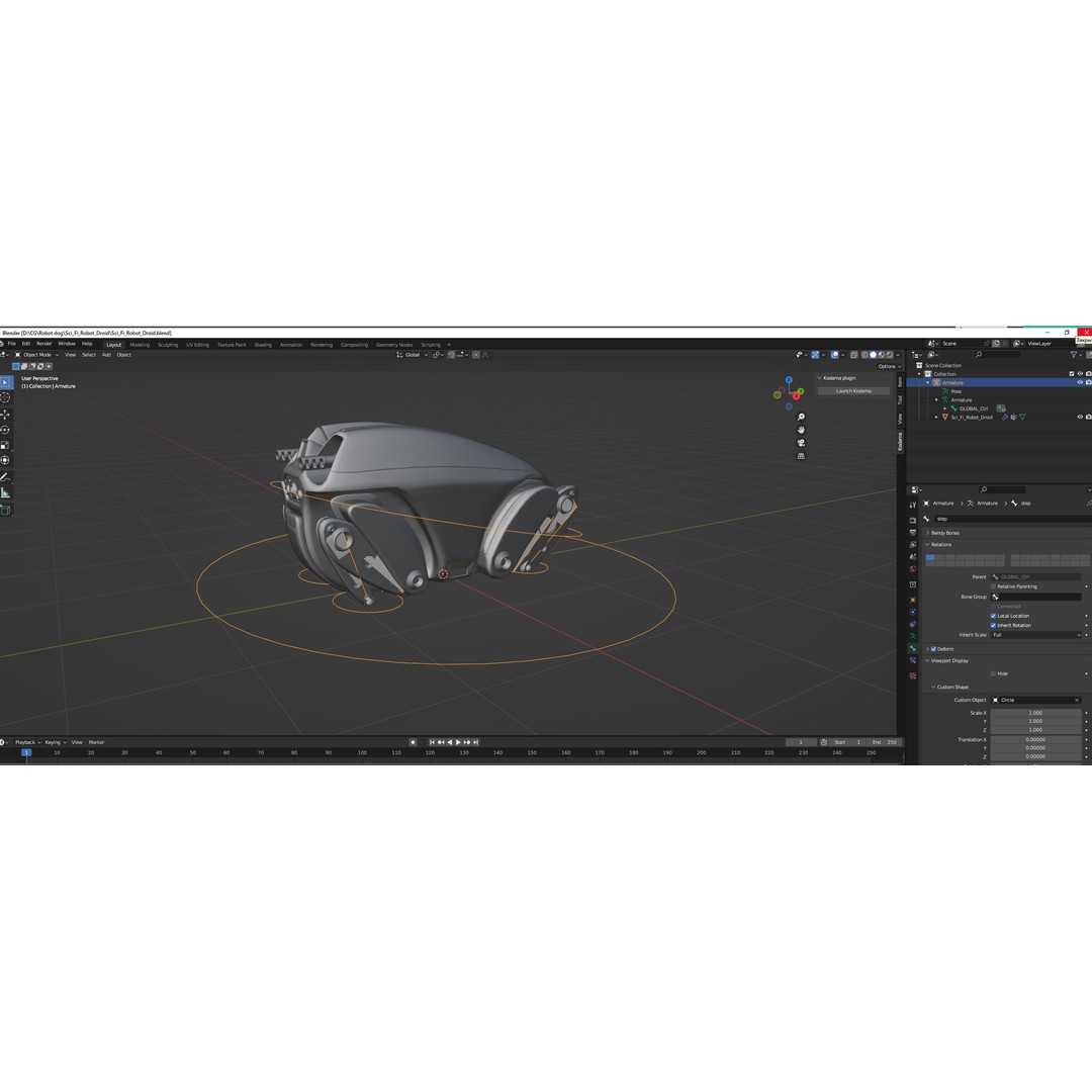 Sci-Fi Robot Droid 3D Model – Rigged Low Poly PBR Asset, FBX