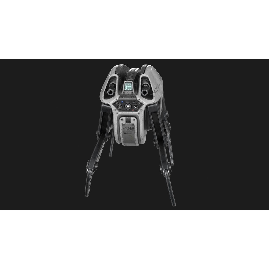 Sci-Fi Robot Droid 3D Model – Rigged Low Poly PBR Asset, FBX - View 9