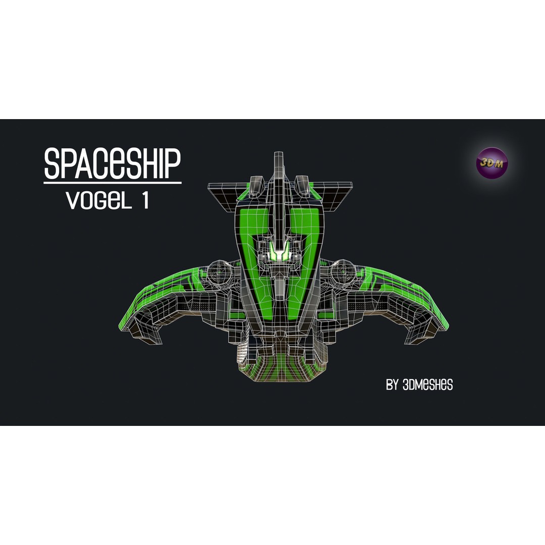Vogel 1 Spaceship 3D Model – Low Poly PBR Game Asset, FBX