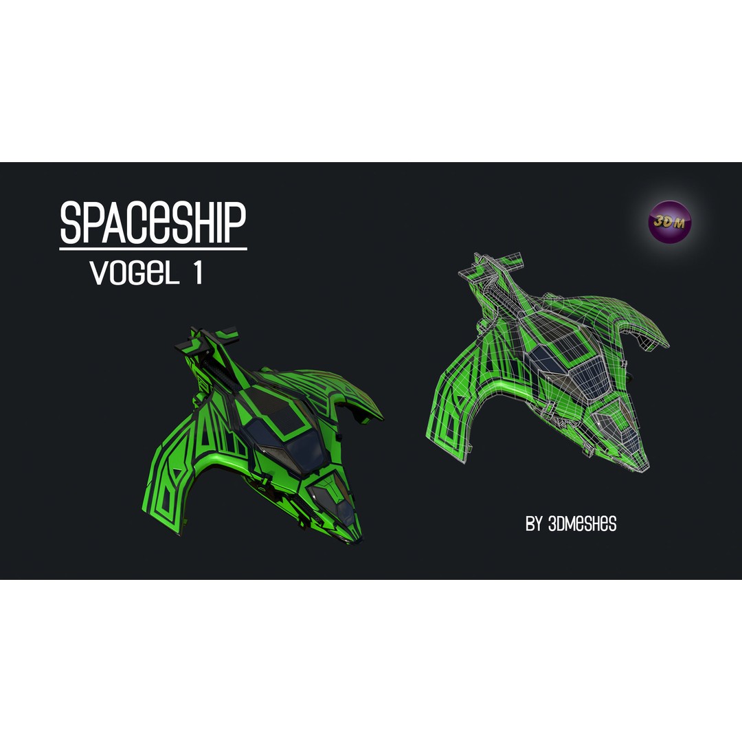 Vogel 1 Spaceship 3D Model – Low Poly PBR Game Asset, FBX - View 12