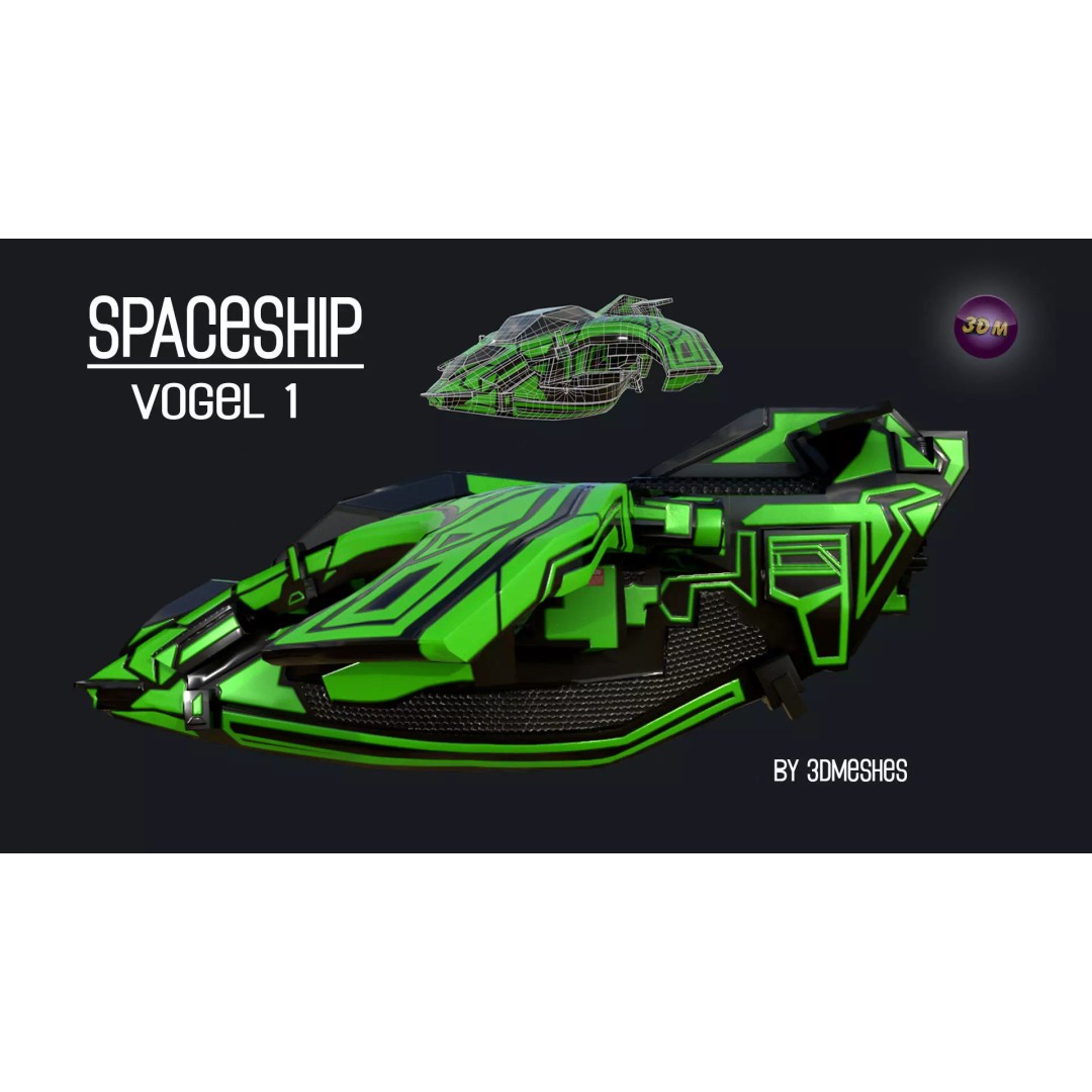 Vogel 1 Spaceship 3D Model – Low Poly PBR Game Asset, FBX - View 2