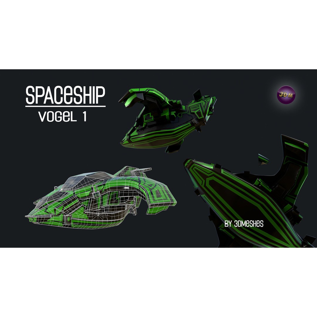 Vogel 1 Spaceship 3D Model – Low Poly PBR Game Asset, FBX - View 3