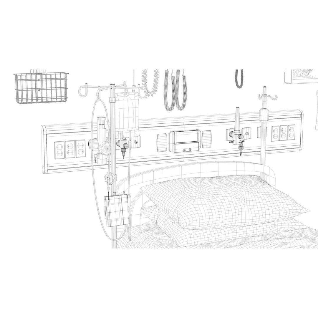ICU Equipment 3D Model – Low Poly Medical Asset, FBX, OBJ
