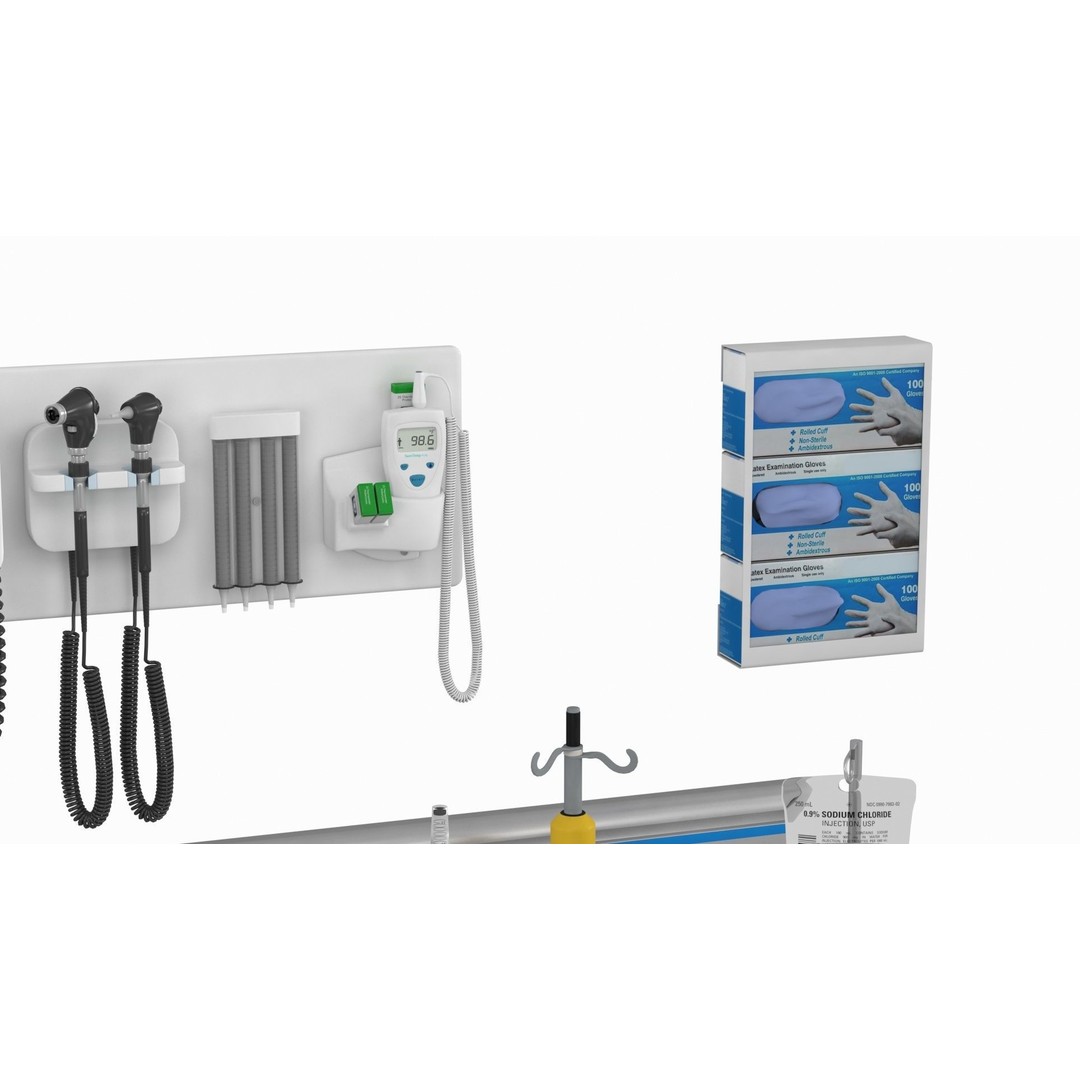 ICU Equipment 3D Model – Low Poly Medical Asset, FBX, OBJ - View 10