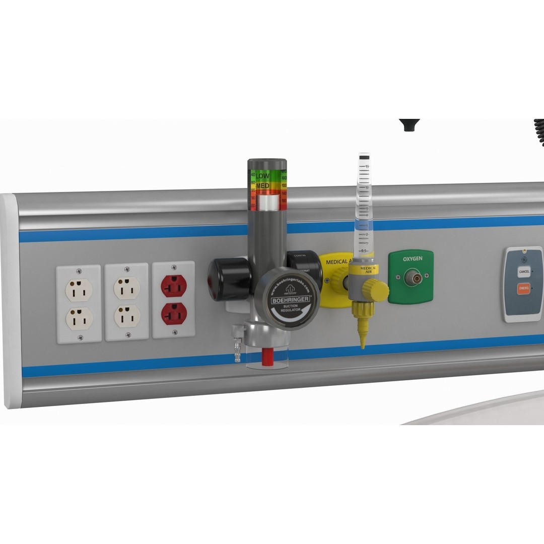 ICU Equipment 3D Model – Low Poly Medical Asset, FBX, OBJ - View 11