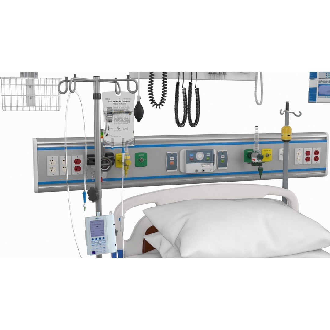 ICU Equipment 3D Model – Low Poly Medical Asset, FBX, OBJ - View 13