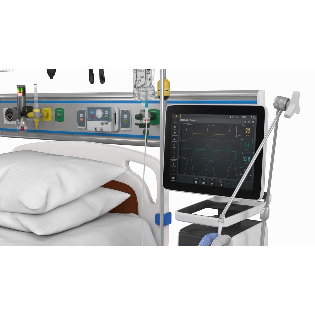 ICU Equipment 3D Model – Low Poly Medical Asset, FBX, OBJ - View 14